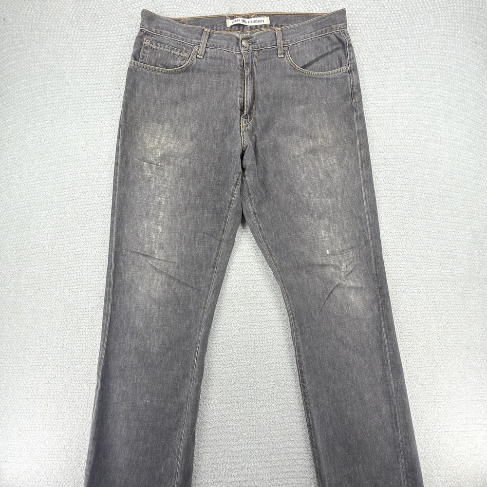 Agave Denim Waterman Jeans Mens 35x33 Charcoal Relaxed Straight Supima USA‎ Made